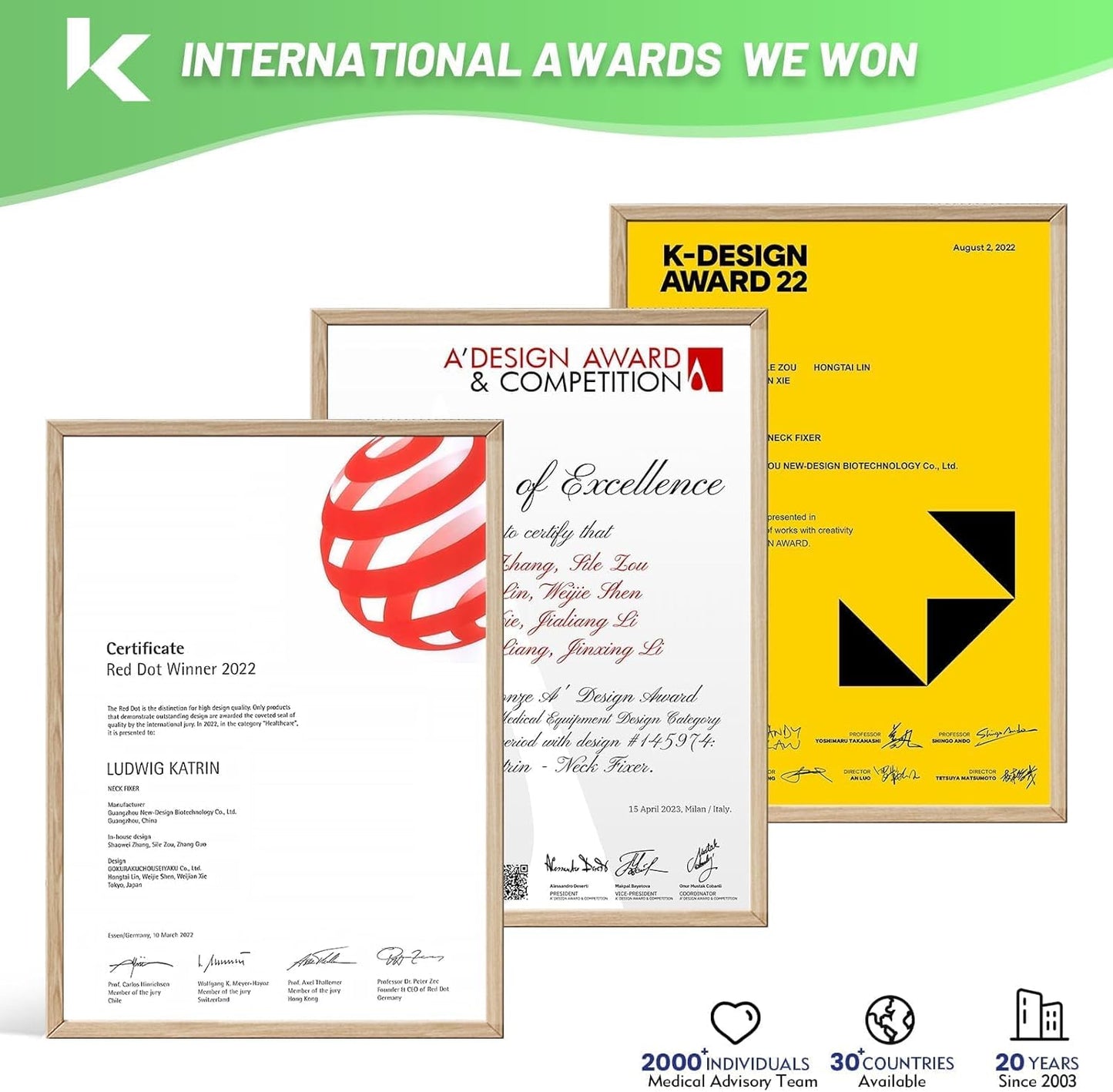 Our neck brace product certifications are displayed.