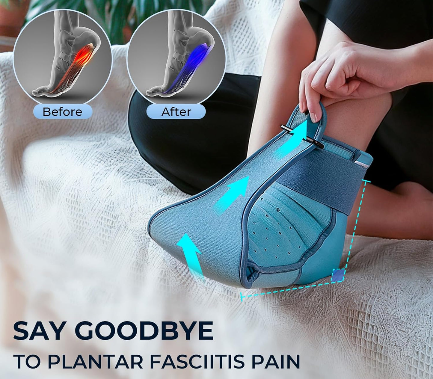 TENICORE Plantar Fasciitis Relief Night Splint Foot Ice Pack For Achilles Tendonitis Small