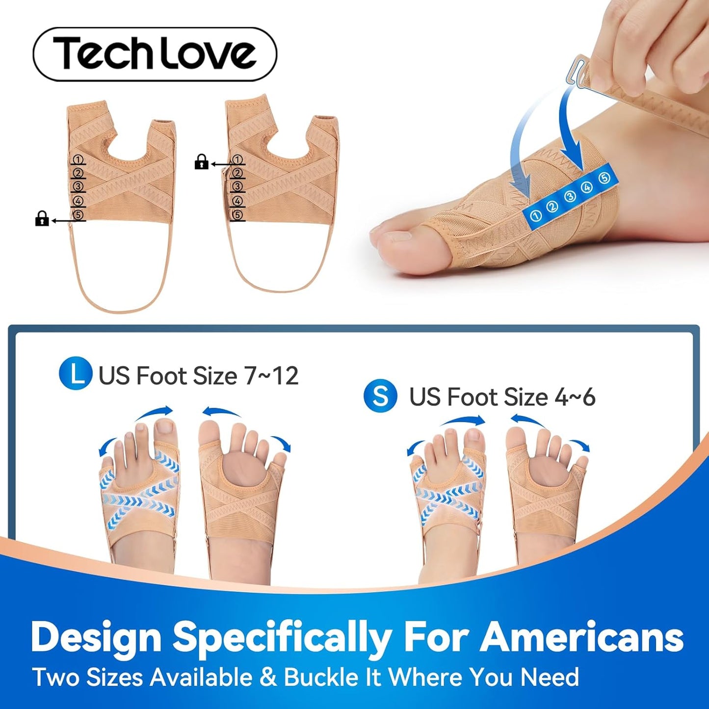 Tech Love Bunion Corrector Bunion Socks Wear Separated Toes With 1 Pair
