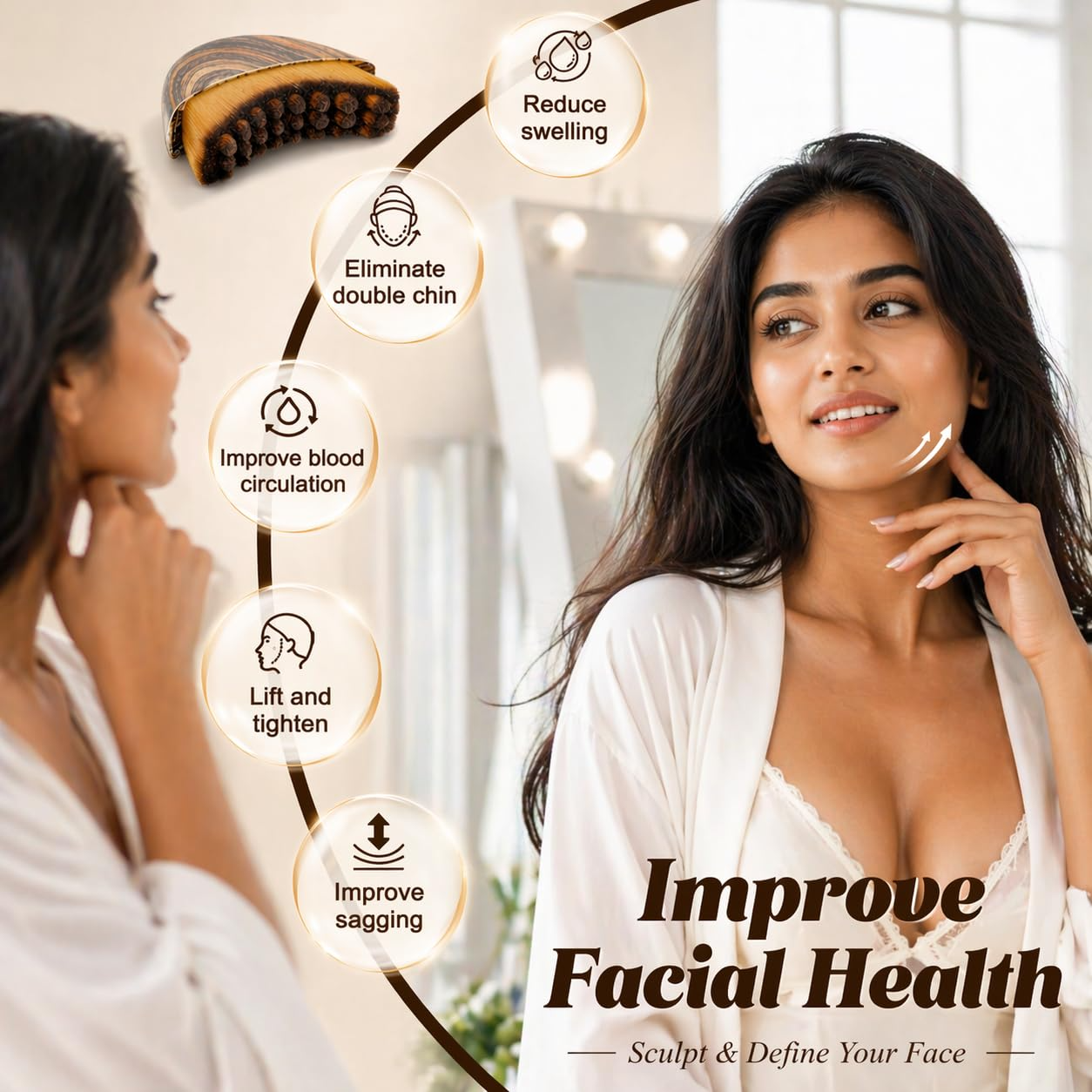 TENICORE Lymphatic Contour Face Brush  For Face,Chin & Jawline Sculpting