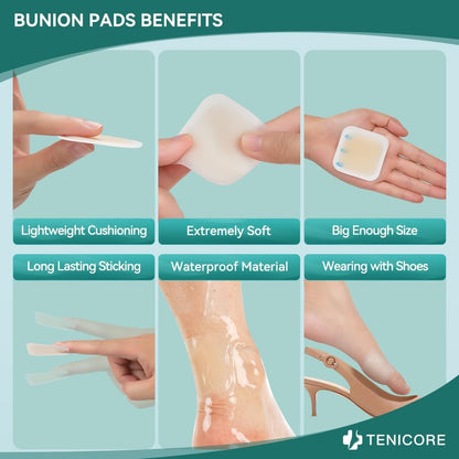 TENICORE Bunion Pads Bunion Cushions Toe And Waterproof Thin 10 Pcs