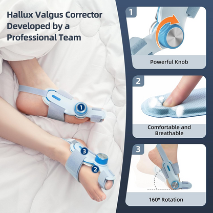 Woman wearing TENICORE bunion corrector comfortably while resting at home