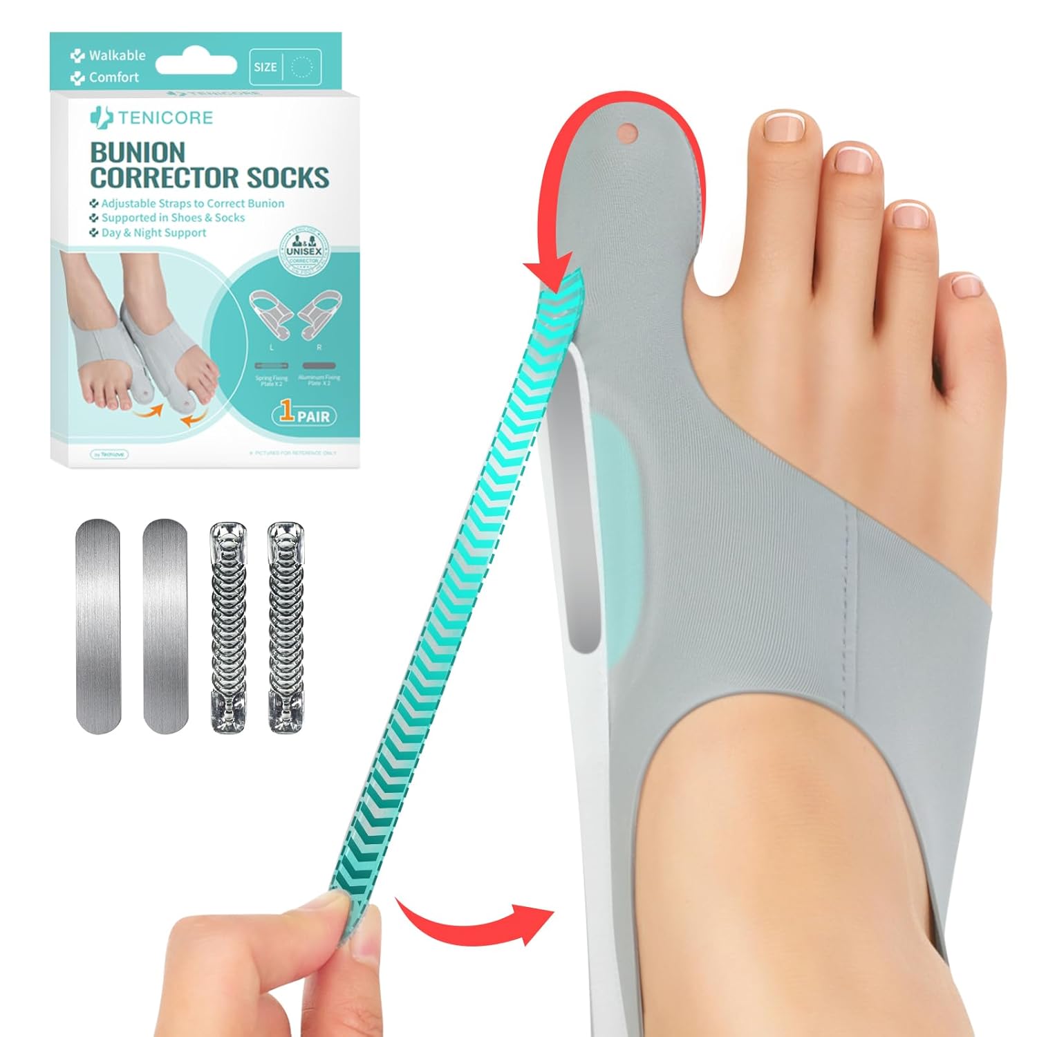 Tenicore bule bunion corrector socks can manually adjust the angle